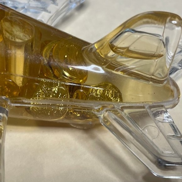 VTG Acrylic Jet Airplane Desk Paperweight & Pencil Holder Gold Coins Globe - Picture 5 of 9